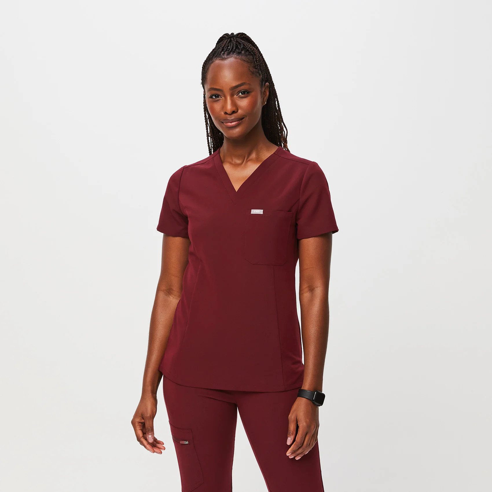 Women’s Slim Catarina One-Pocket Scrub Top™ - Burgundy · FIGS | FIGS