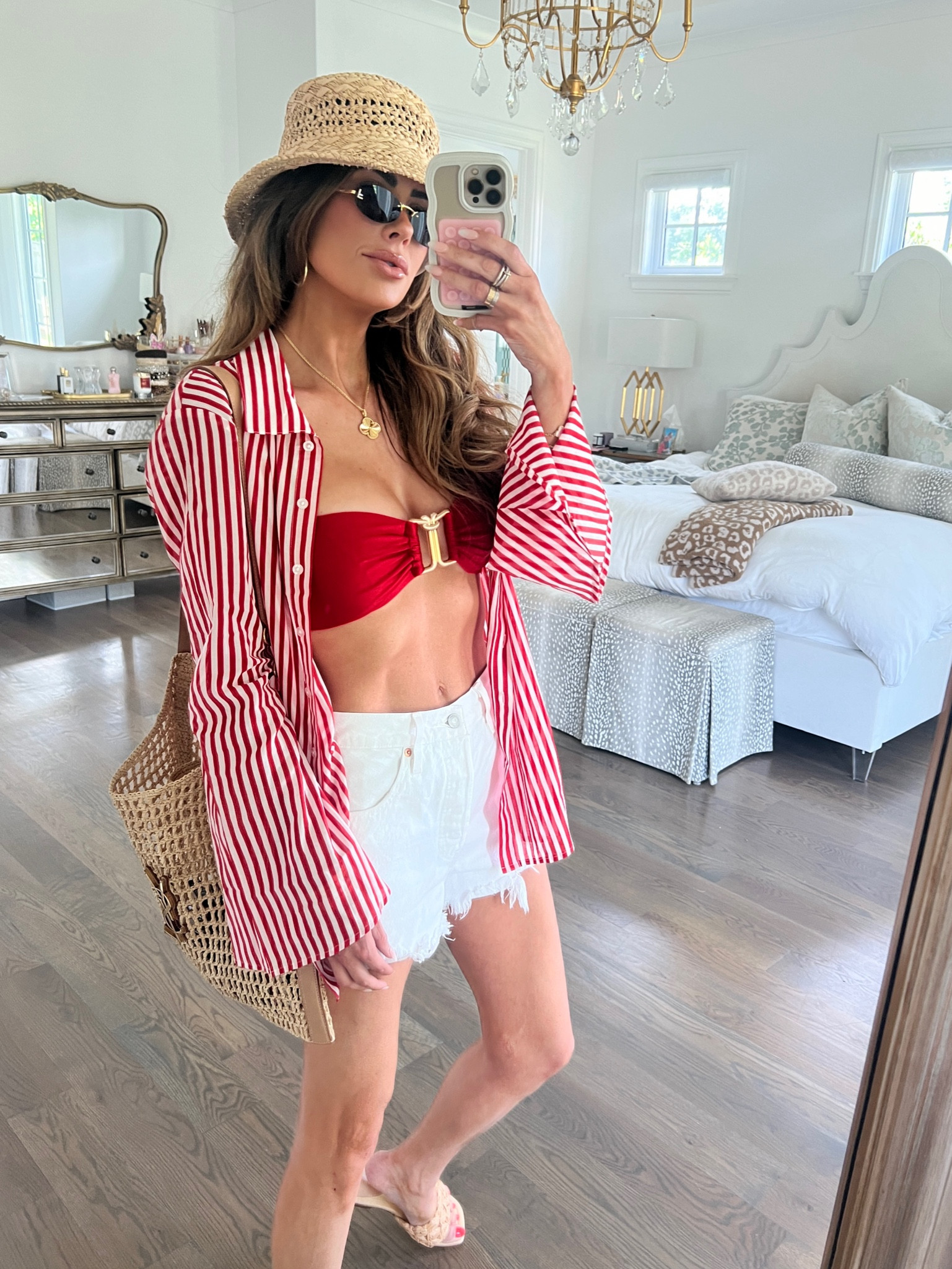 Summer fashion, summer sandals, white shorts, swimsuit cover up, revolve fashion, pool hat, beach hat, fendi sunglasses, van cleef necklace, raffia hat, red bikini, Zimmermann swim, Emily Ann Gemma 

#LTKSwim #LTKSeasonal #LTKStyleTip