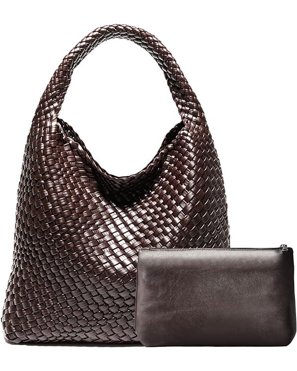 Woven Bag Purses and Handbags, Woven Vegan Leather Bag For Women, Woven Tote Bag Shoulder Bag Top... | Amazon (US)