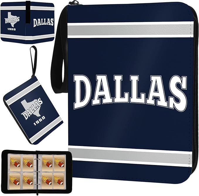 Football Card Binder with Sleeves 400 Pocket, Dallas Football Card Holder for Trading Cards Sport... | Amazon (US)