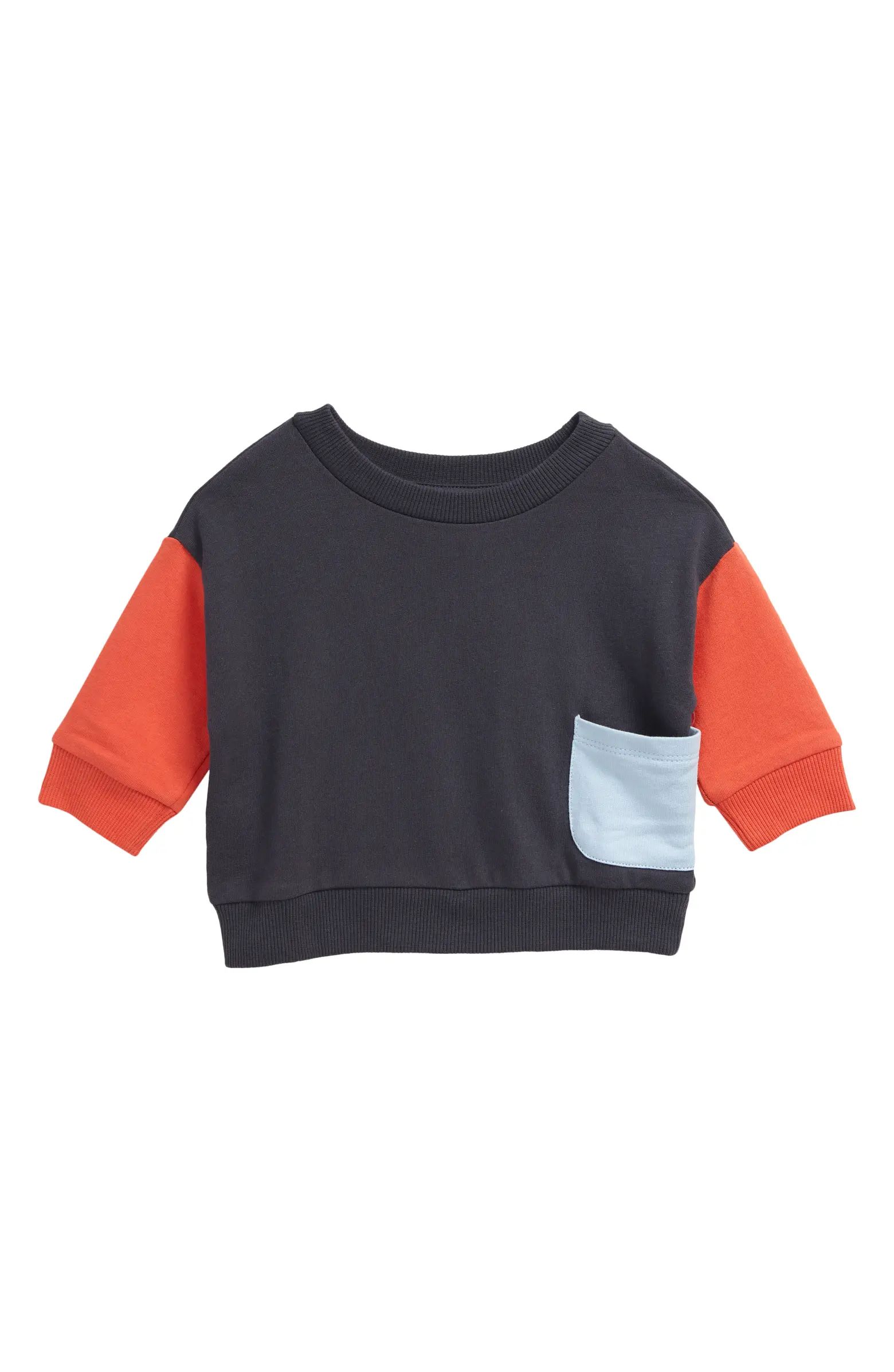 Open Edit Colorblock Cotton Sweatshirt | Nordstrom | Nordstrom