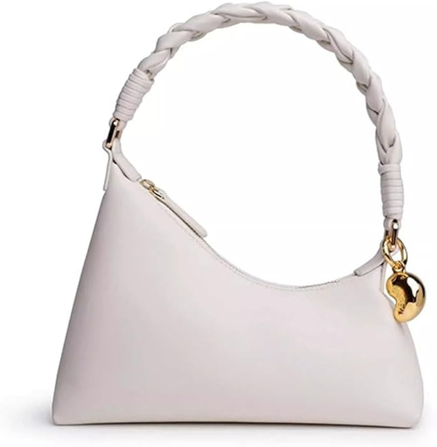 Women's Braided Strap Hobo Handbag,Chic Vegan Leather Shoulder Bag with Golden Ornament,Design To... | Amazon (US)