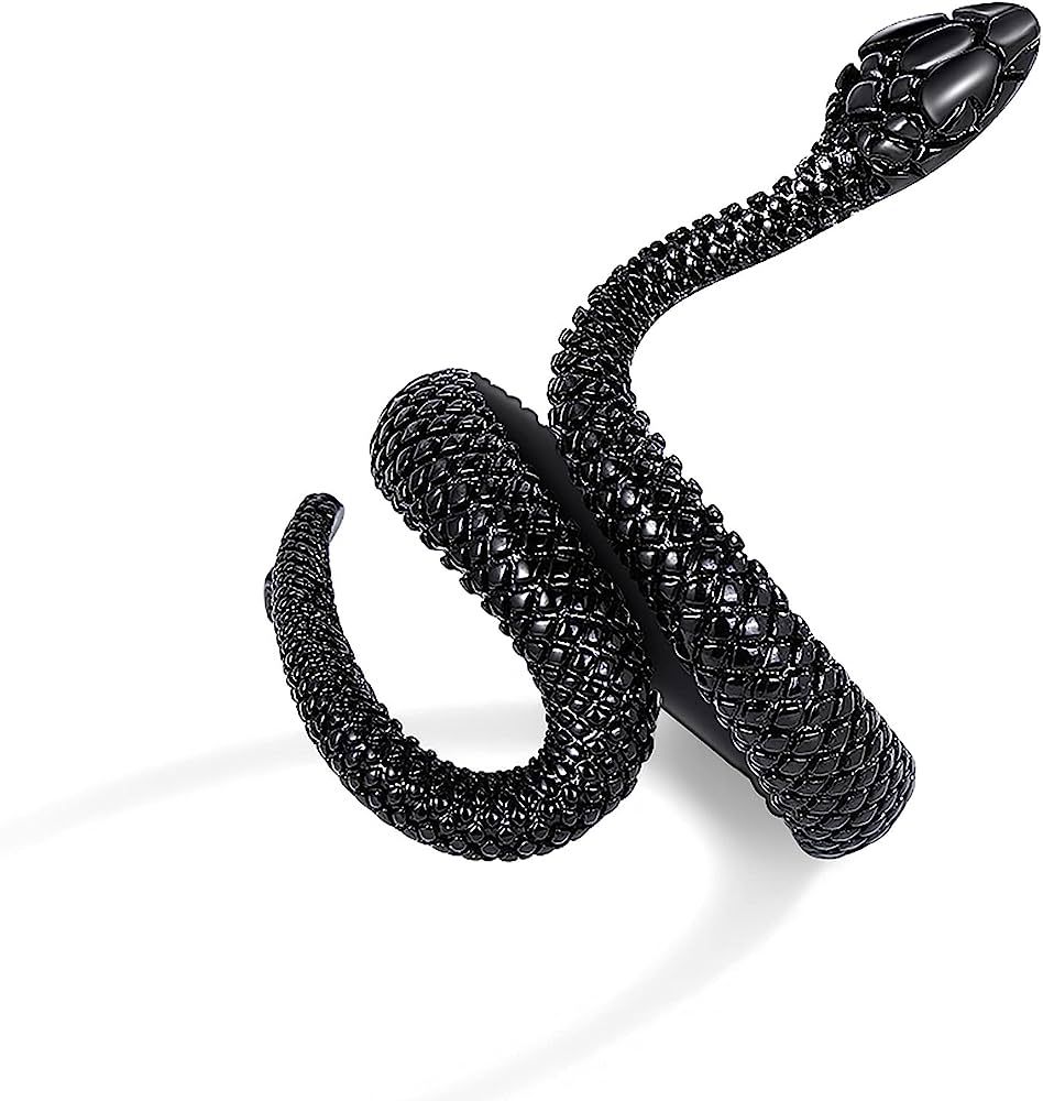 Snake Rings for Women Silver Snake Punk Vintage Ring for Men Adjustable Black Ring|Amazon.com | Amazon (US)
