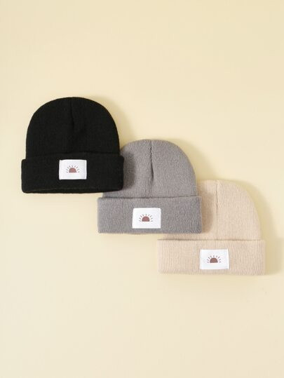 3pcs Baby Sun Print Knitted Hat | SHEIN