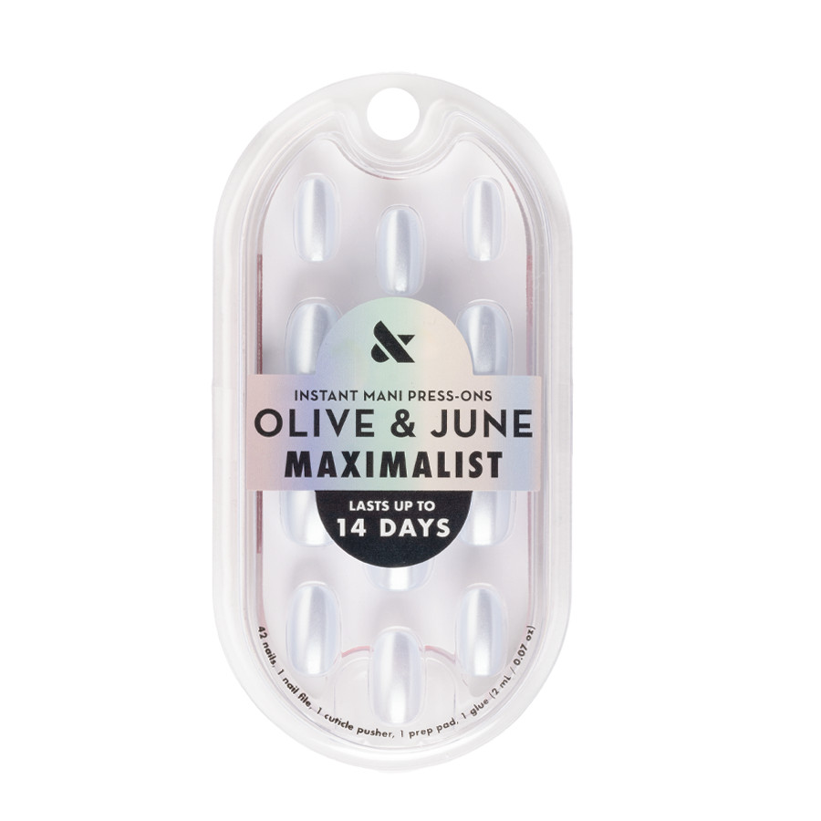Olive & June Instant Mani Short Round Press-On Nails, Sky Chrome | Walmart (US)