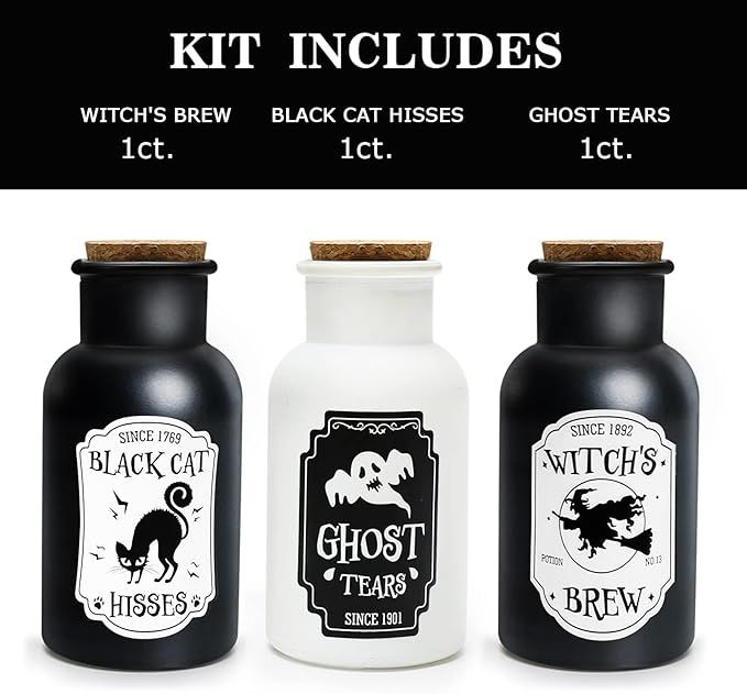 ORIENTAL CHERRY Halloween Decor - Halloween Decorations Indoor - Set of 3 Apothecary Potion Bottl... | Amazon (US)