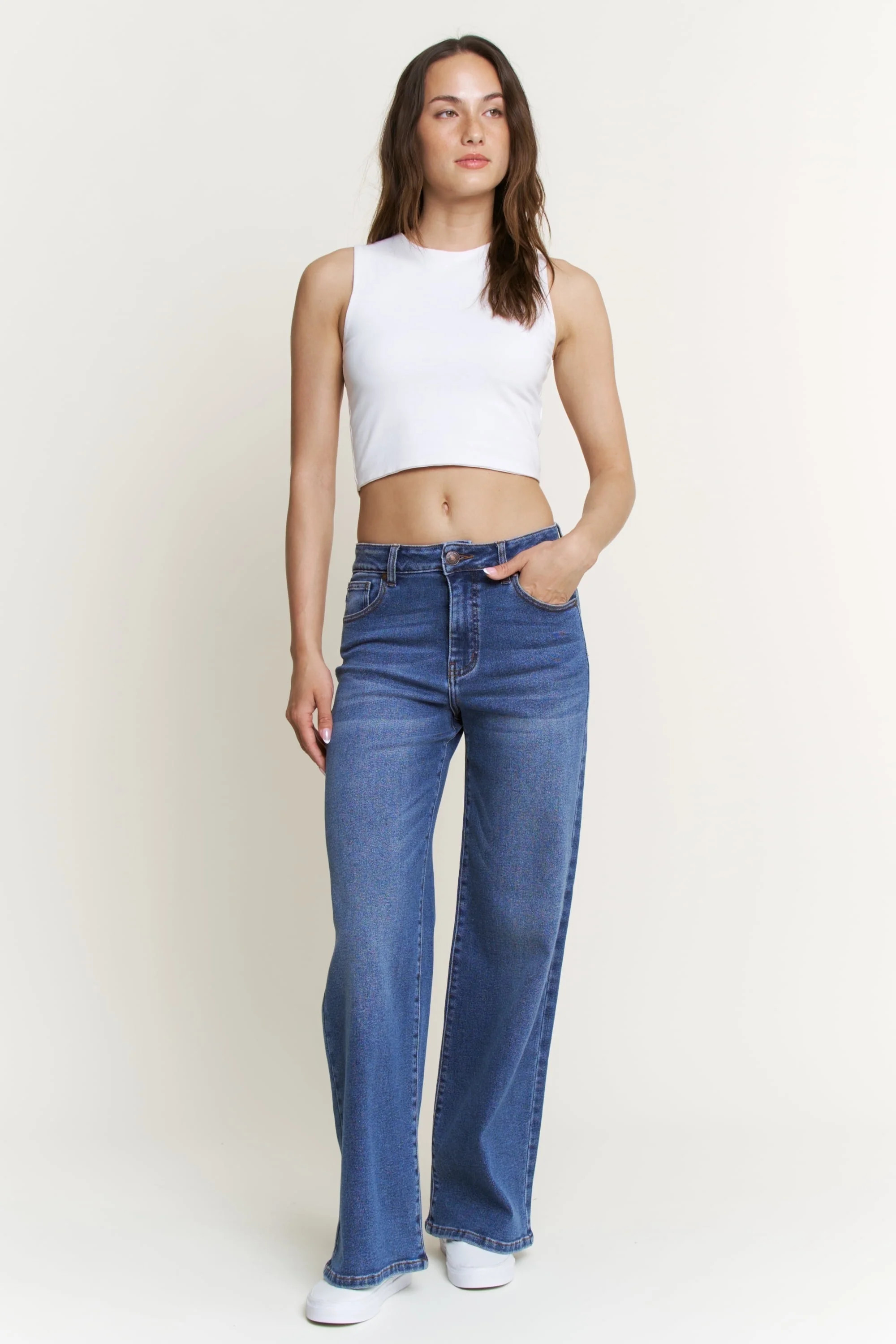 Lilac Sunset Women’s High-Rise Wide Leg Jeans, Relaxed Fit, Dark Wash, Juniors Sizes 1–15 | Walmart (US)