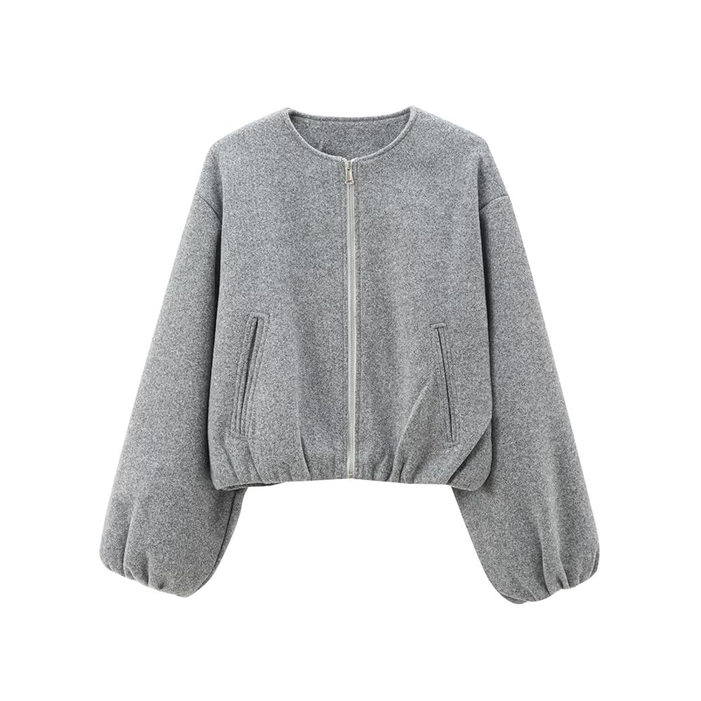 Womens Cropped Bomber Jacket Casual Zip Up Varsity Jackets Trendy Outwear Coats with Welt Pockets | Amazon (US)