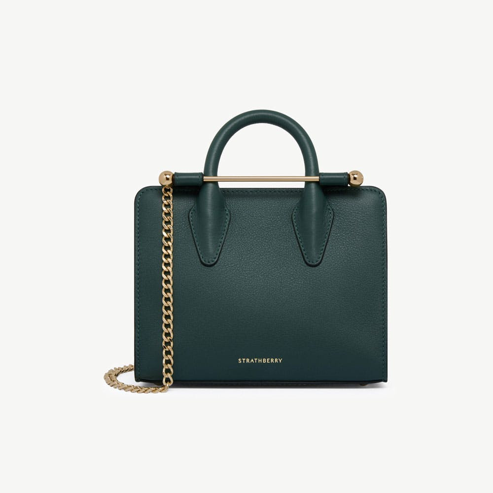 Strathberry - Nano Tote - Top Handle Leather Mini Tote Bag - Green | Strathberry