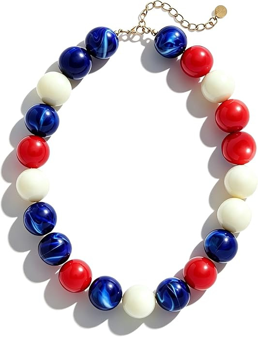 Chunky Beaded Necklace for Women Boho Statement Choker Necklace Trendy Resin Beads Summer Beach J... | Amazon (US)