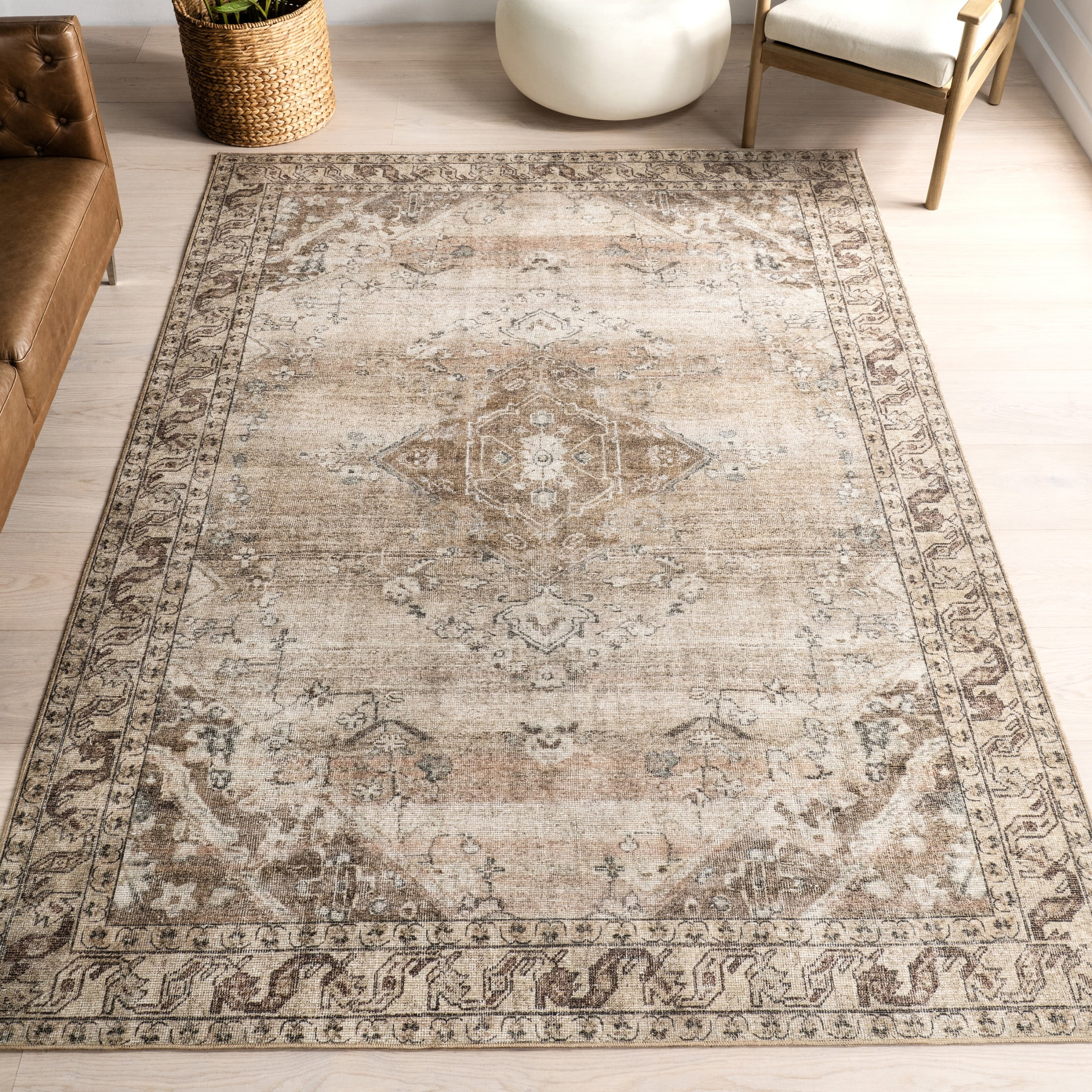 Nuloom Hillstone Collection Traditional Vintage Medallion Area Rug, 7' 10" x 10', Ahmeira Beige | Walmart (US)