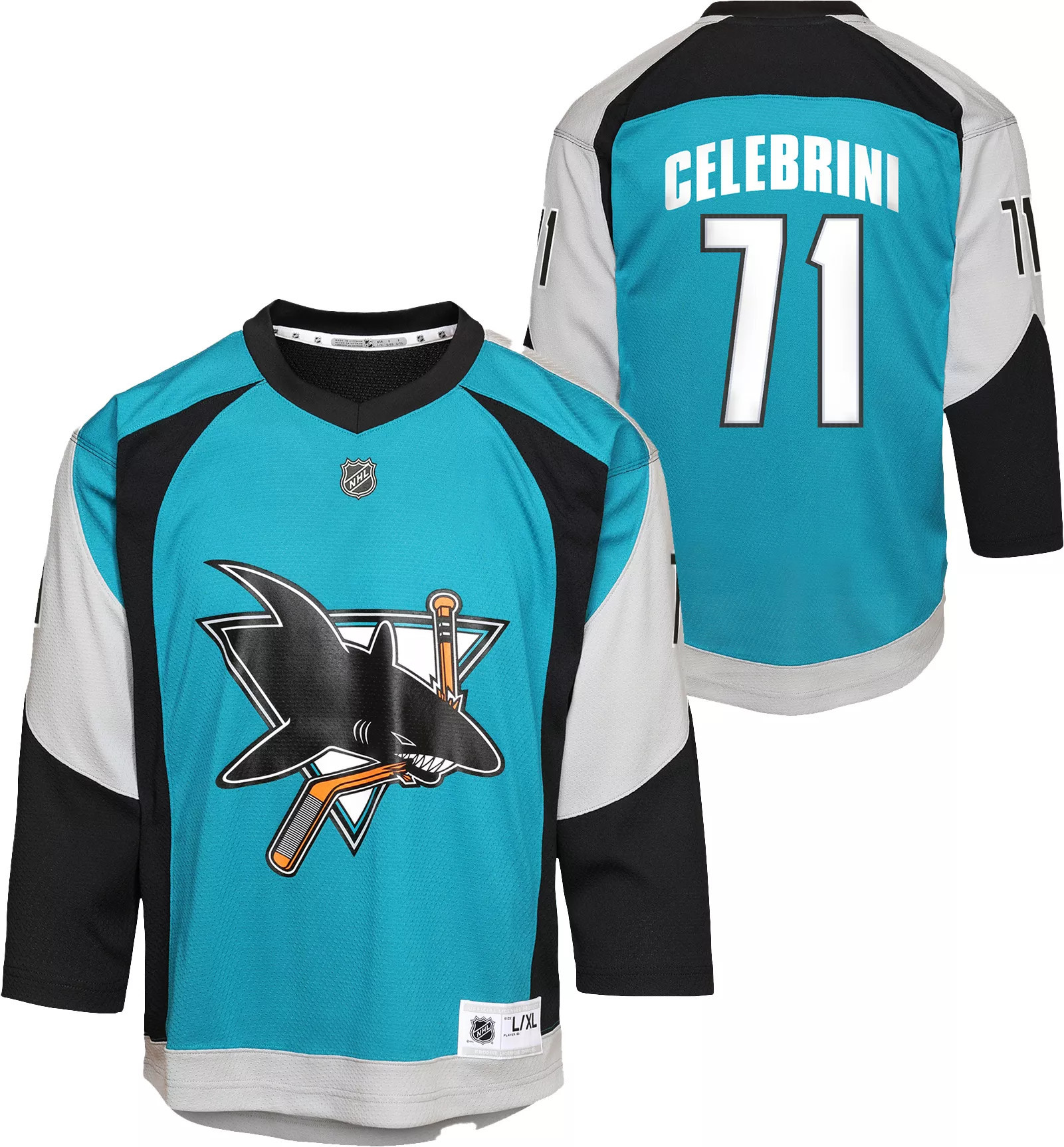 NHL Youth San Jose Sharks Macklin Celebrini #71 Breakaway Teal Alternate Replica Jersey | DICK'S Sporting Goods