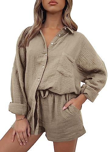 AUTOMET 2 Piece Sets For Women Lounge Wear Matching Two Piece Pajama Fashion Oversized Shirts And... | Amazon (US)