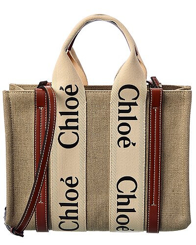 Woody Small Canvas & Leather Tote | Gilt