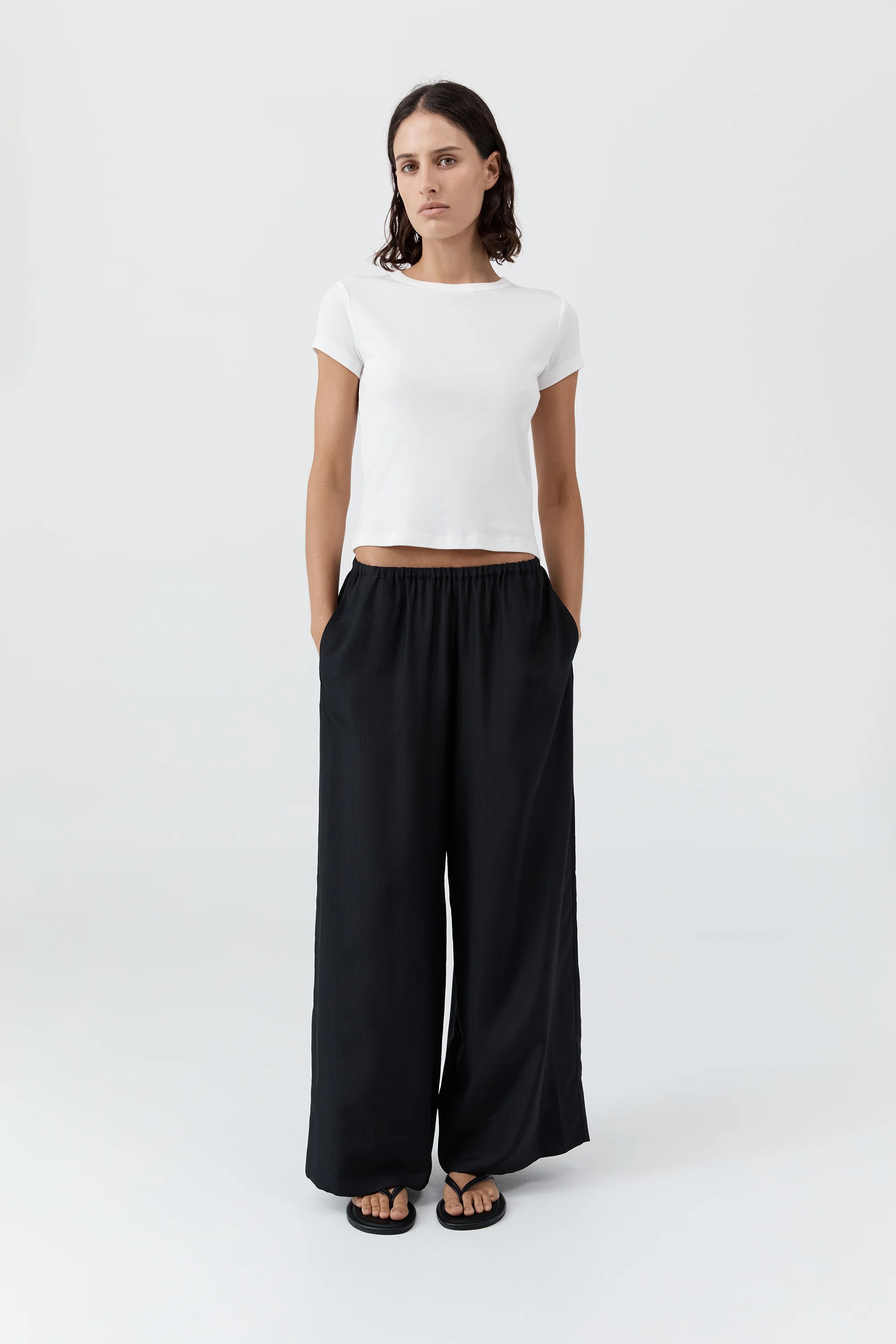 Silk Grid Relaxed Pants - Black | St. Agni (US, UK, EU)