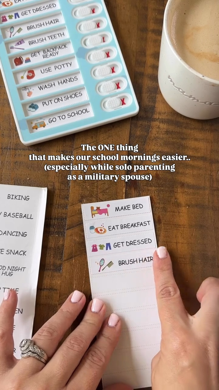 Back-to-school mornings used to feel like pure chaos with 5 kids and 5 very different personalities. 😅 

A simple morning routine chart has been such a life saver, everyone knows what to do, and we actually get out the door on time. 

If you’re a busy mom (or solo parenting like so many of us military spouses), this little system makes all the difference. 🖤


#momtipsandtricks #BackToSchool #SchoolMorningRoutine #MomLifeHacks #momhacks  #RelatableMomContent #backtoschoolshopping #militaryspouse #lifewithkids #momlife