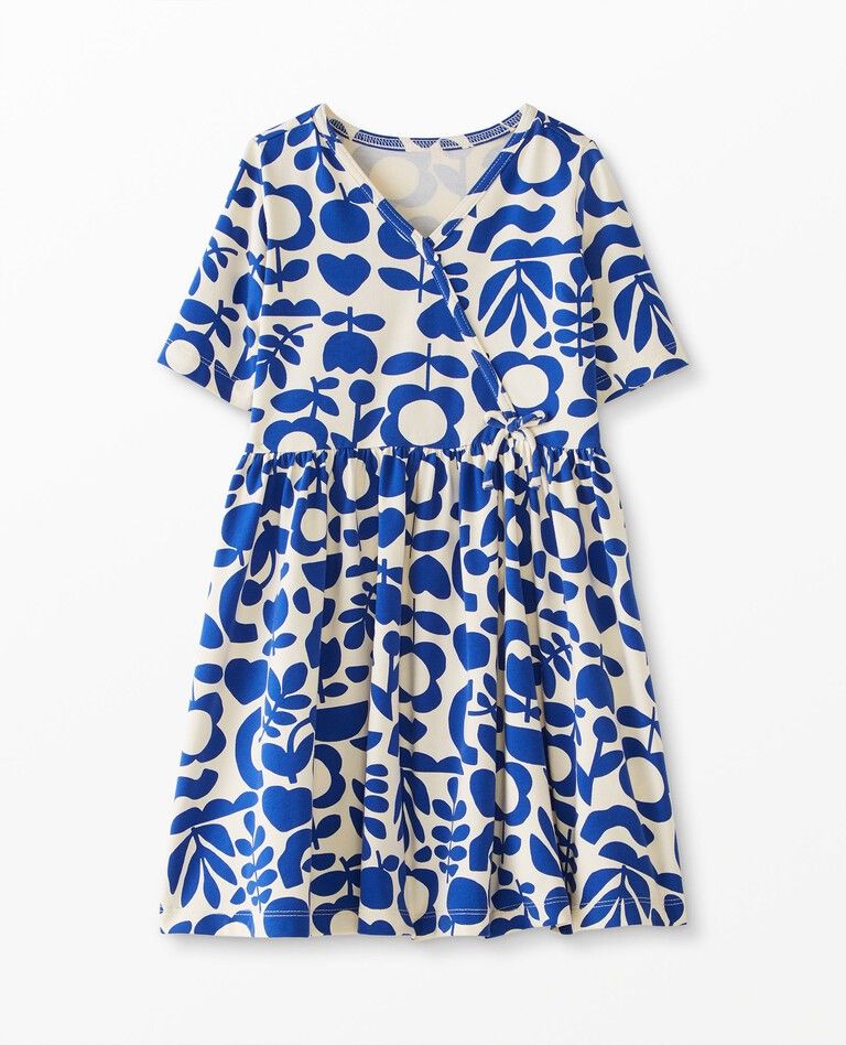 Print Wrap Dress In Stretch Jersey | Hanna Andersson