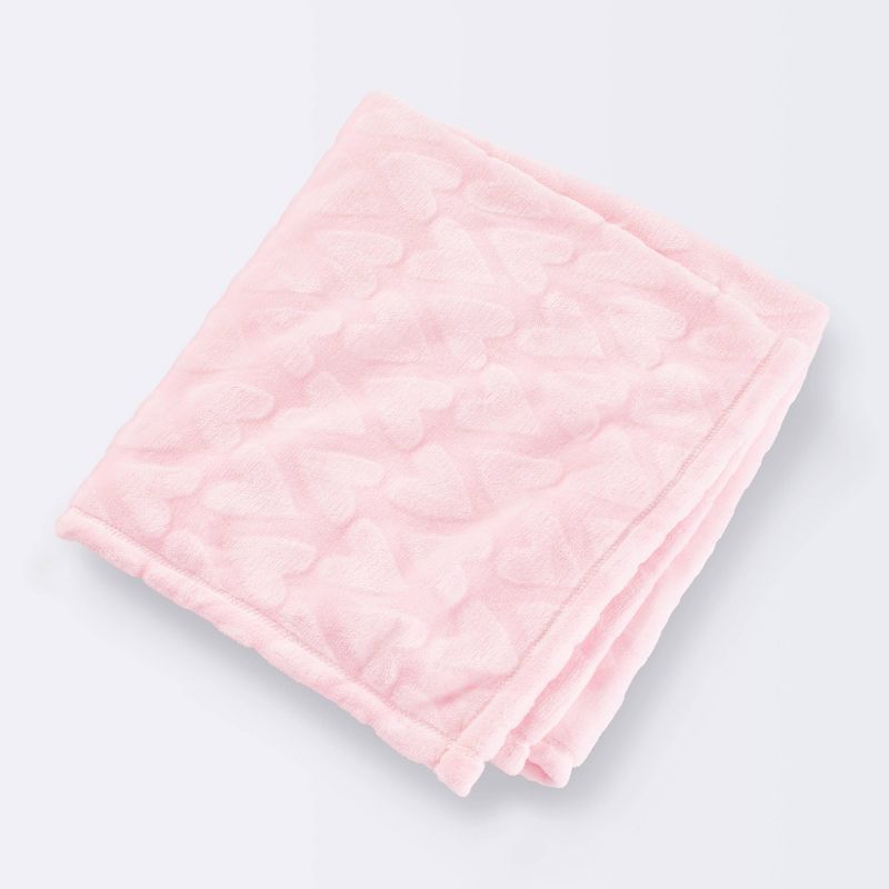 Plush Embossed Baby Blanket Hearts - Cloud Island™ Pink | Target