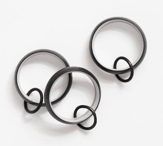Cast Iron Black Quiet-Glide Curtain Round Rings | Pottery Barn (US)