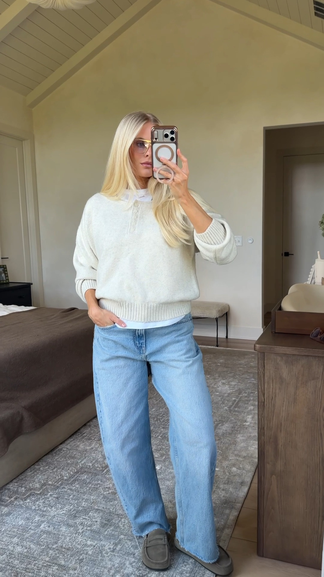 Code AFKATHLEEN - SIZE: med on tee & sweater (cream heather), 29 reg in jeans (light - sized up for pp), linking similar shoes! #kathleenpost #AbercrombiePartner @abercrombie 

Fall transition outfit, postpartum outfit, Abercrombie haul, Abercrombie denim sale

#LTKSaleAlert #LTKootd