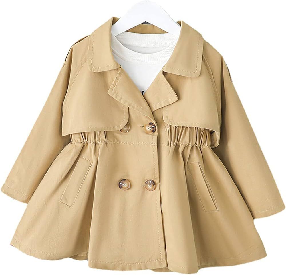 Kids Baby Boys Girls Classic Button Trench Coat Jacket with Belt Toddler Double Breasted Belted P... | Amazon (US)