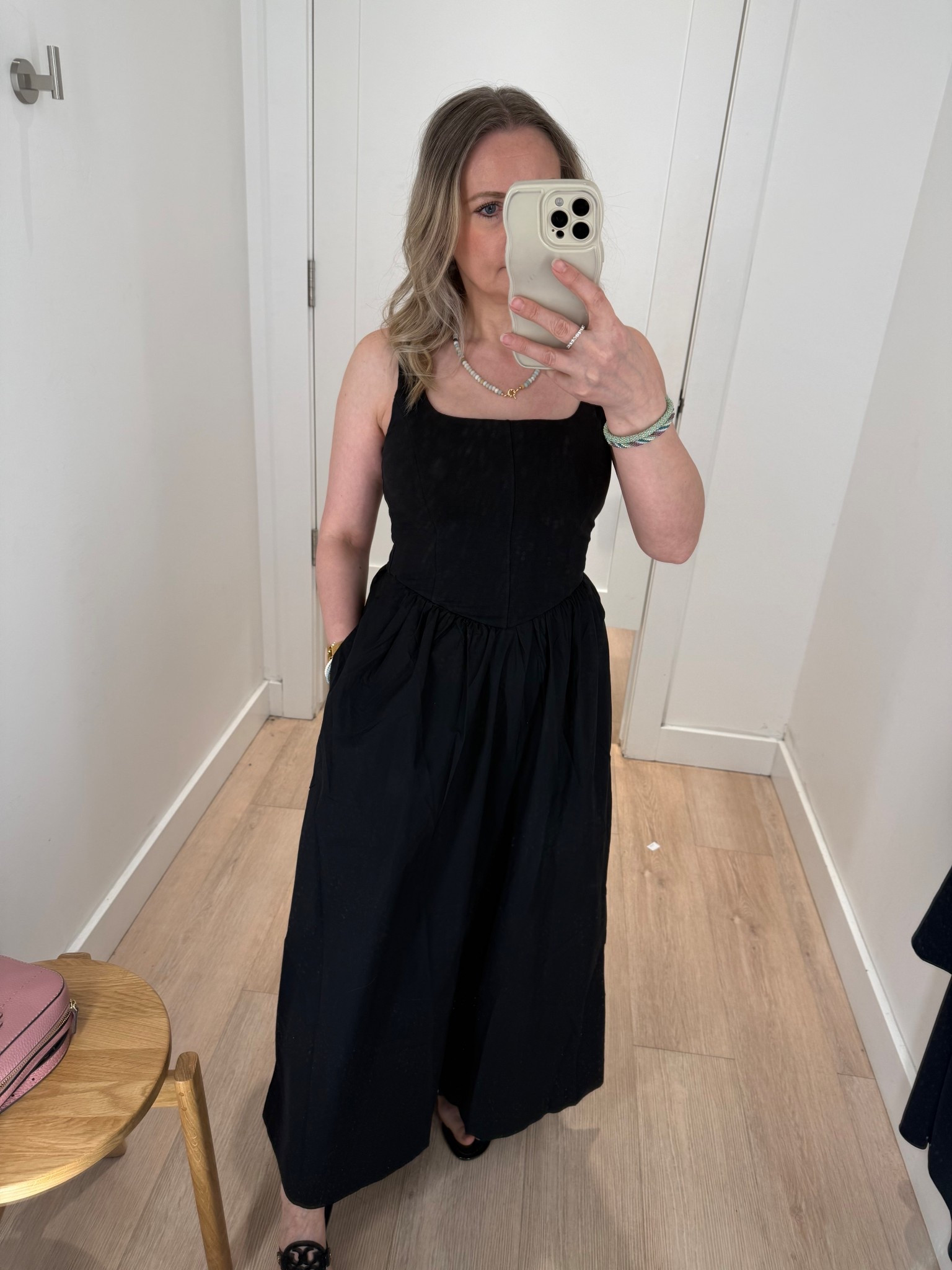 This beautiful and classy black dress is versatile enough to be dressed up or down. It features a bustier-inspired seamed stretch cotton bodice and a cotton poplin skirt, creating a modern romantic look. Fits tts, 50% off now. 

#LTKOver40 #LTKSeasonal #LTKSaleAlert #LTKWedding #LTKPetite