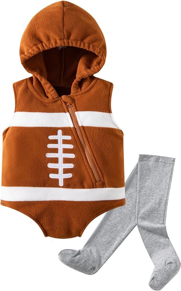 Little Fancy Newborn Baby Boys' Girls' Halloween Romper Pumpkin Bodysuit with Hat | Amazon (US)