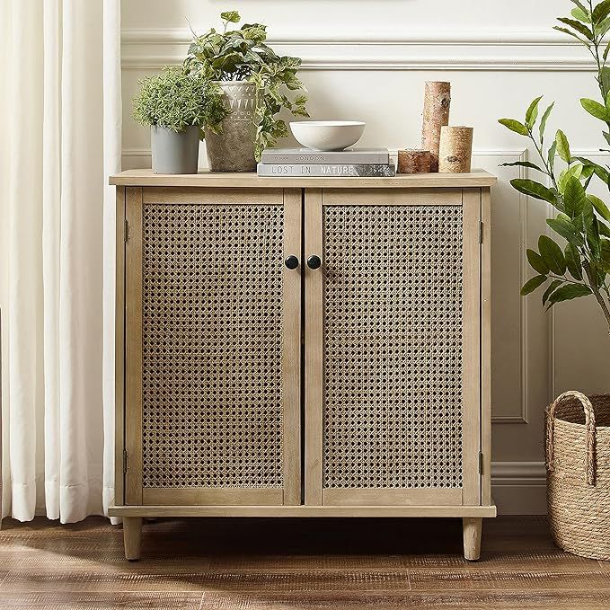 Volans Accent Storage Cabinet with Woven Rattan Wicker Doors, Sideboard Buffet Cabinet for Entryw... | Amazon (US)