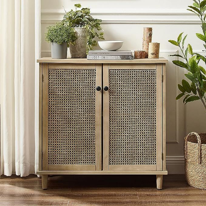 Volans Accent Storage Cabinet with Woven Rattan Wicker Doors, Sideboard Buffet Cabinet for Entryw... | Amazon (US)