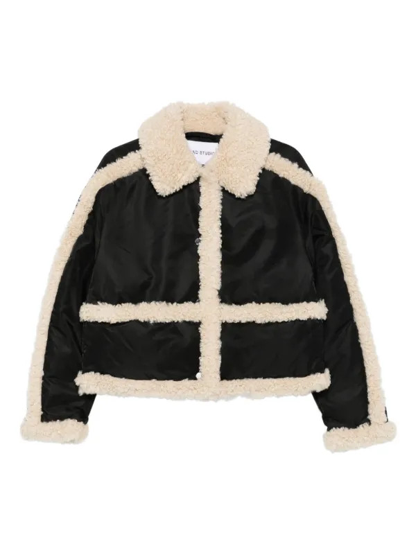 faux shearling-trim jacket | Farfetch Global