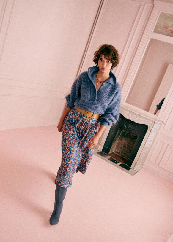 Alicia Skirt - Ranch Marine - Viscose ECOVERO™ LENZING™ - Sézane | Sezane Paris