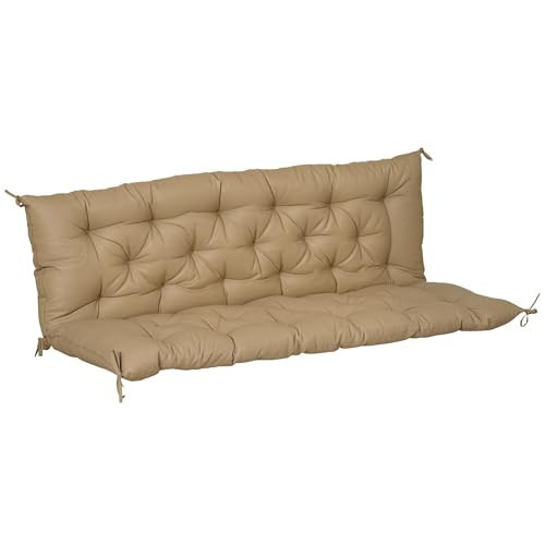 Outsunny 59" x 38" Tufted Bench Cushion for Outdoor Furniture, 3-Seater Replacement for Swing Chair, Patio Sofa/Couch, Overstuffed, Includes Backrest, Khaki | Amazon (US)