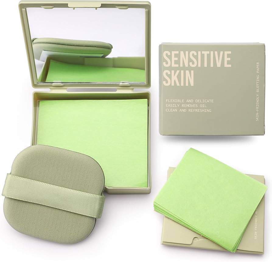 Erinde Oil Blotting Sheets for Face with Mirror and Puff, 300 Sheets Oil Blotting Paper for Oily ... | Amazon (US)