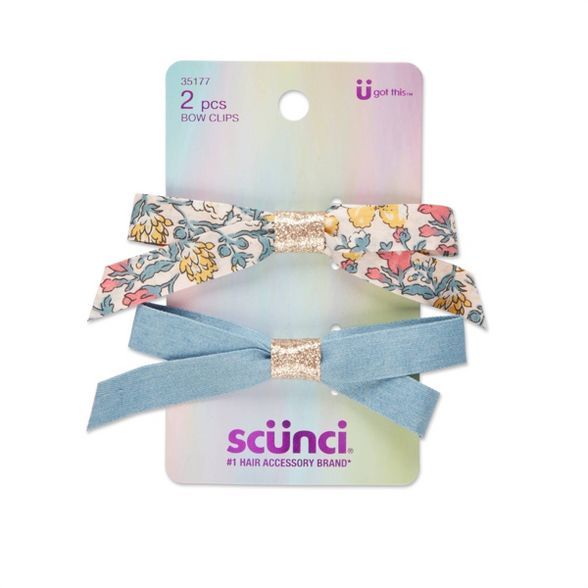 scunci Kids Bow Salon Clips - Light Blue - 2pc | Target