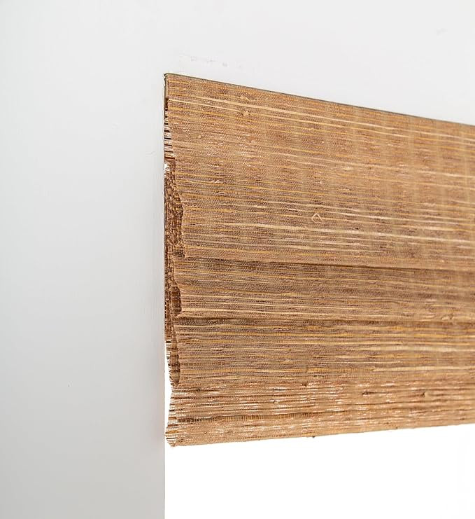 FACIMI Blackout Bamboo Roman Blinds, Roll-Up Natural Woven Shades with 6" H Valance, Custom Light... | Amazon (US)