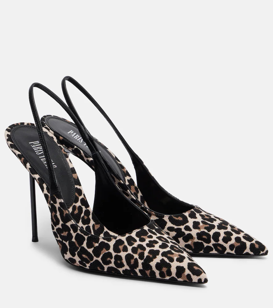 Paris Texas Lidia leopard-print canvas slingback pumps | Mytheresa (US/CA)