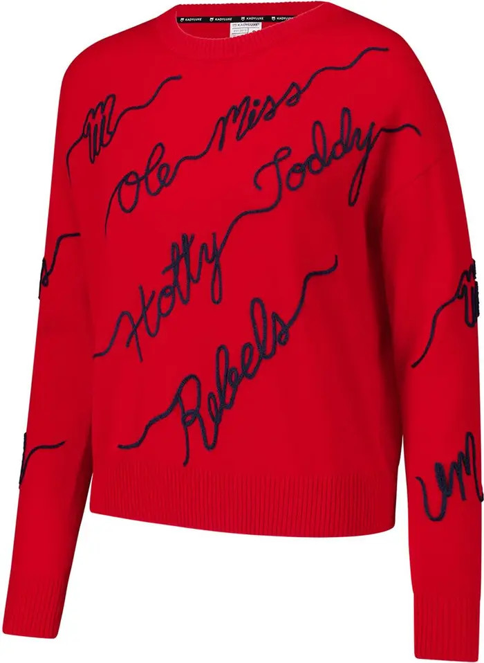 KADYLUXE Women's Red Ole Miss Rebels Love Note Embroidered Sweater | Nordstrom | Nordstrom