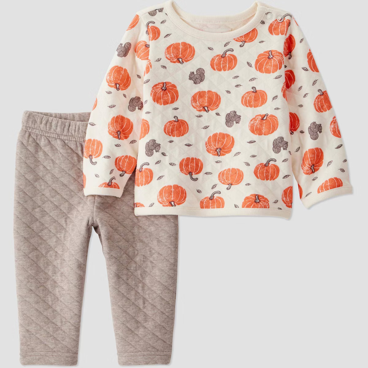 Little Planet By Carter's Organic Baby 2pc Quilted Pumpkin Set - Cream | Target