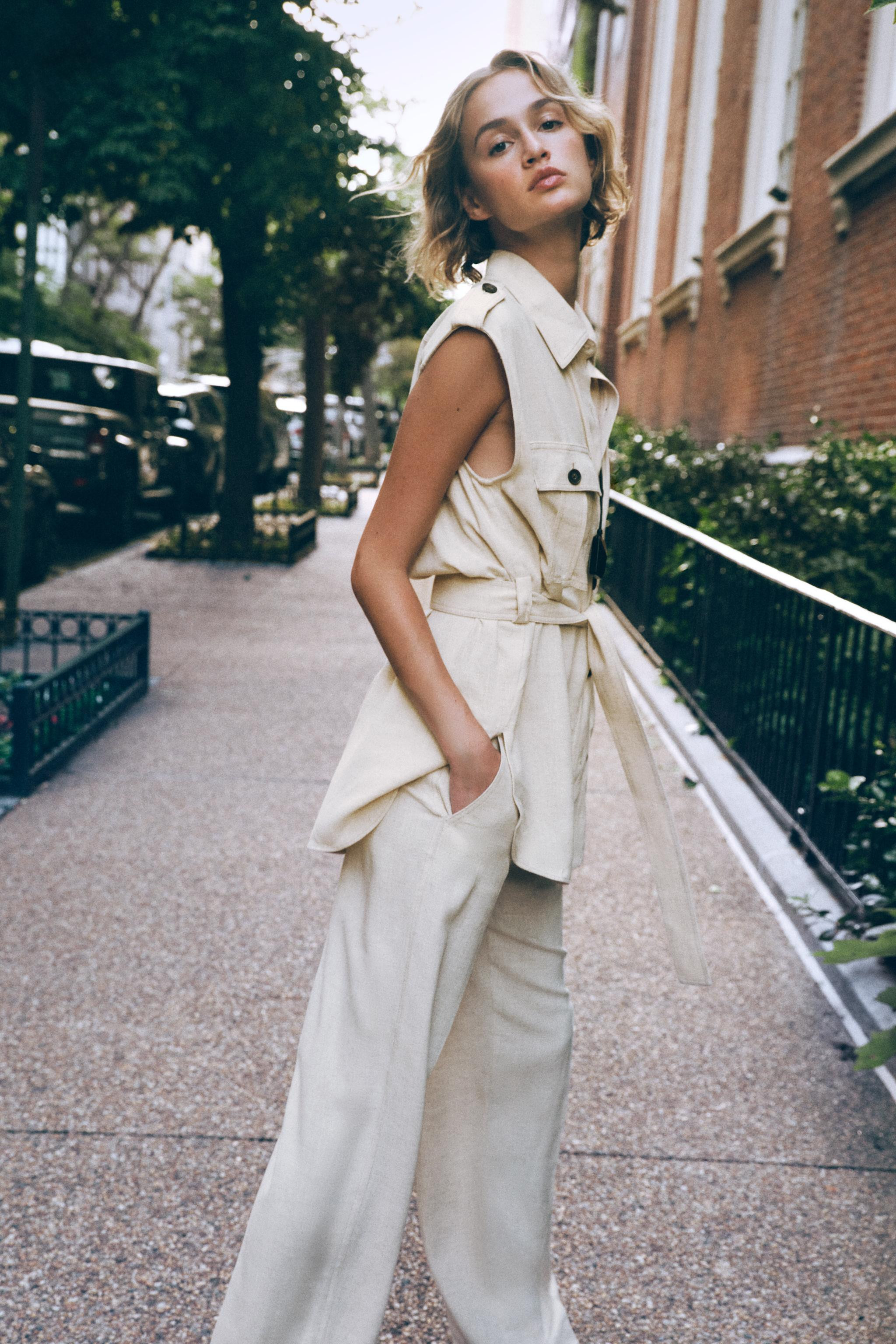 LINEN BELTED LONG VEST | Zara US