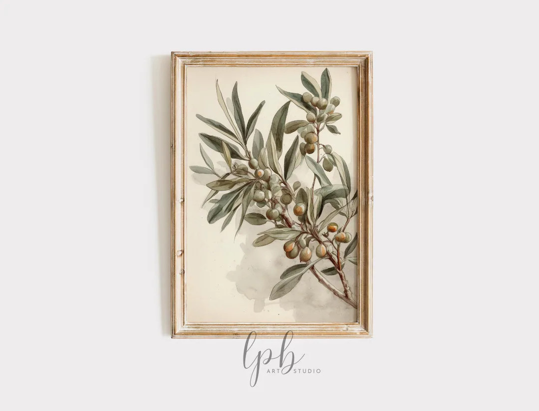 Vintage Olive Branch Wall Art Rustic Country Home Printable Digital Download 515 - Etsy | Etsy (US)