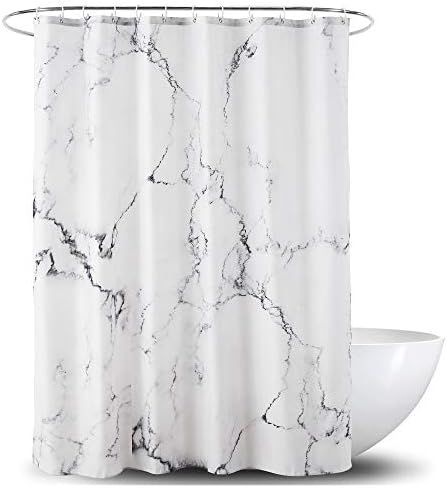 Ciujoy Marble Shower Curtain Mould Proof Resistant Washable 180 x 180 cm Bathroom Curtains With C... | Amazon (UK)