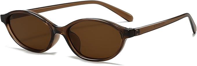 Retro Oval Sunglasses for Women Trendy Oval Narrow Cat Eye Sunnies 90s Vintage Shades | Amazon (US)