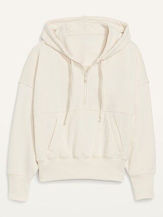 Loose Cropped Quarter-Zip Hoodie for Women | Old Navy (US)