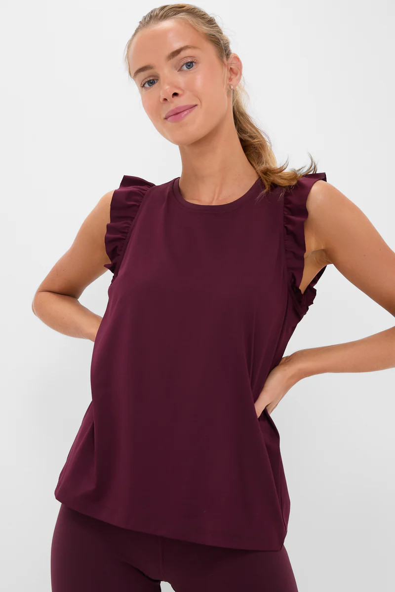 Winetasting Ruffle Performance Jersey  Lea Tank | Tuckernuck (US)
