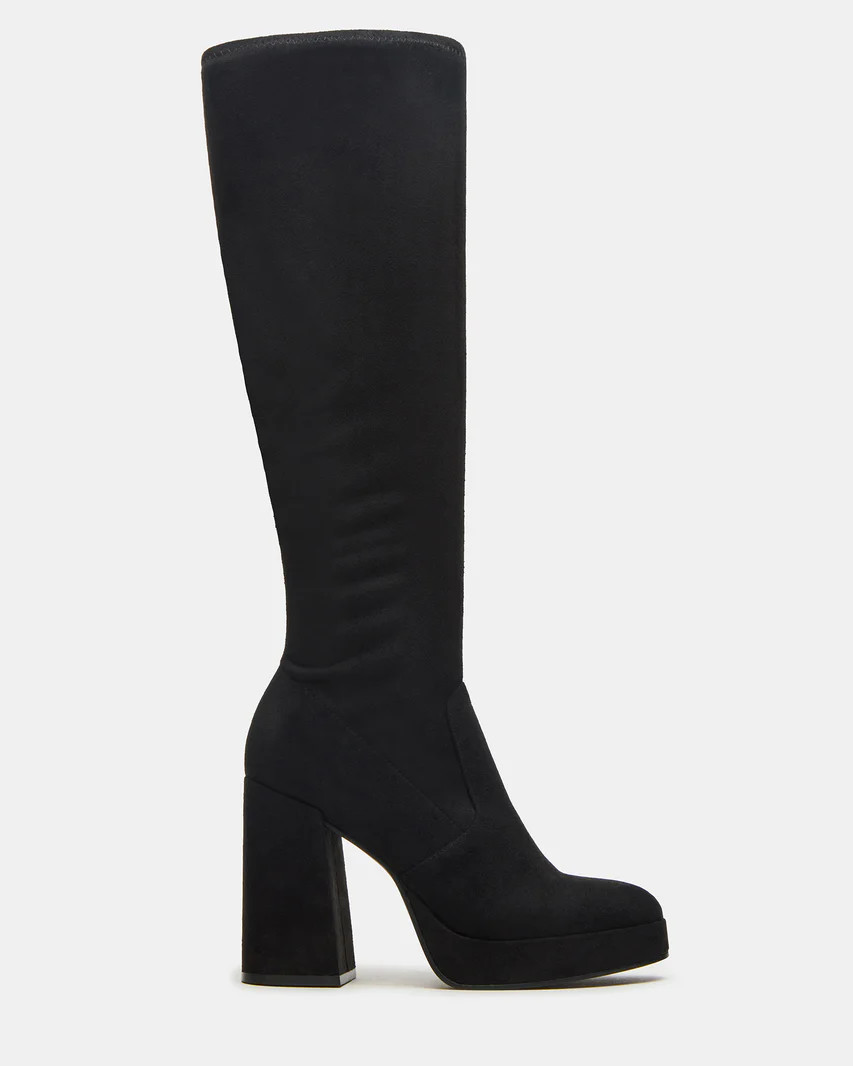 TWAIN Black Knee-High Block Heel Women's Boot | Steve Madden (US)