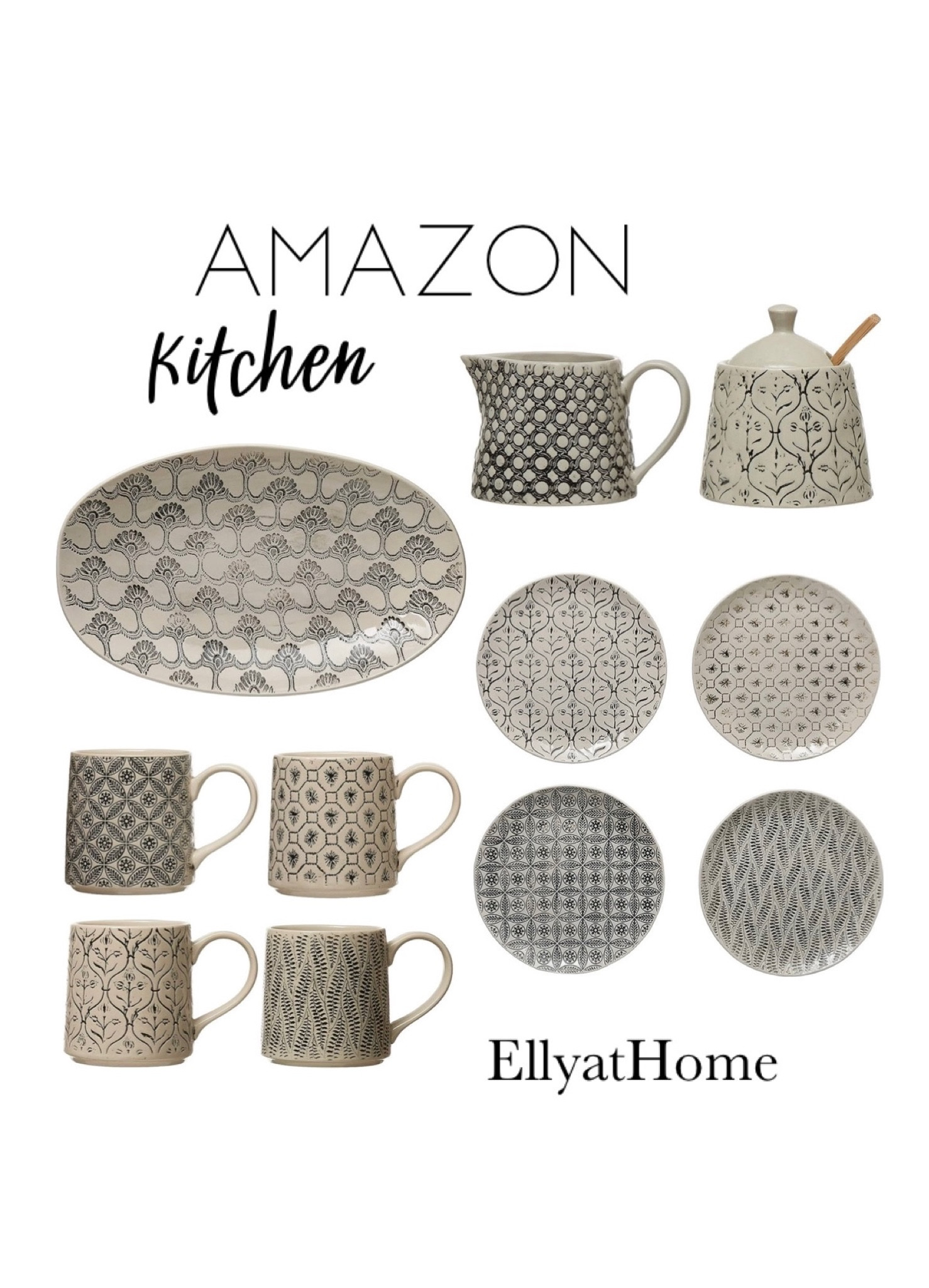 Amazon kitchen accessories. Neutral style with a touch of black. Platter, mug set, small plates, milk and sugar set. Home decor accessories. Organic modern, classic, transitional, modern organic home style. Under $30 Amazon home  

#LTKhome #LTKunder50 #LTKFind
