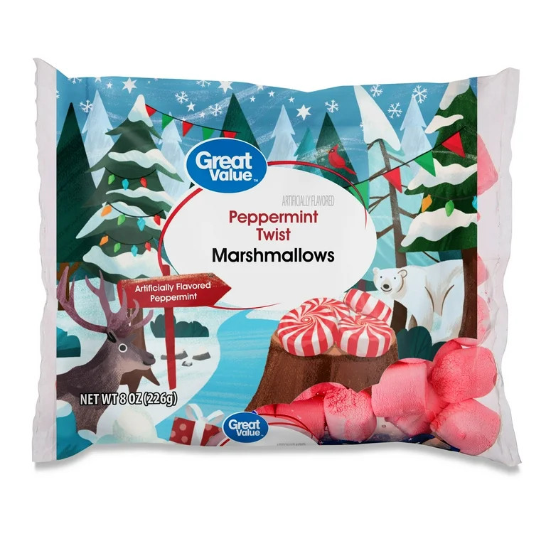 Great Value Holiday Peppermint Twist Flavored Marshmallows, 8 oz | Walmart (US)