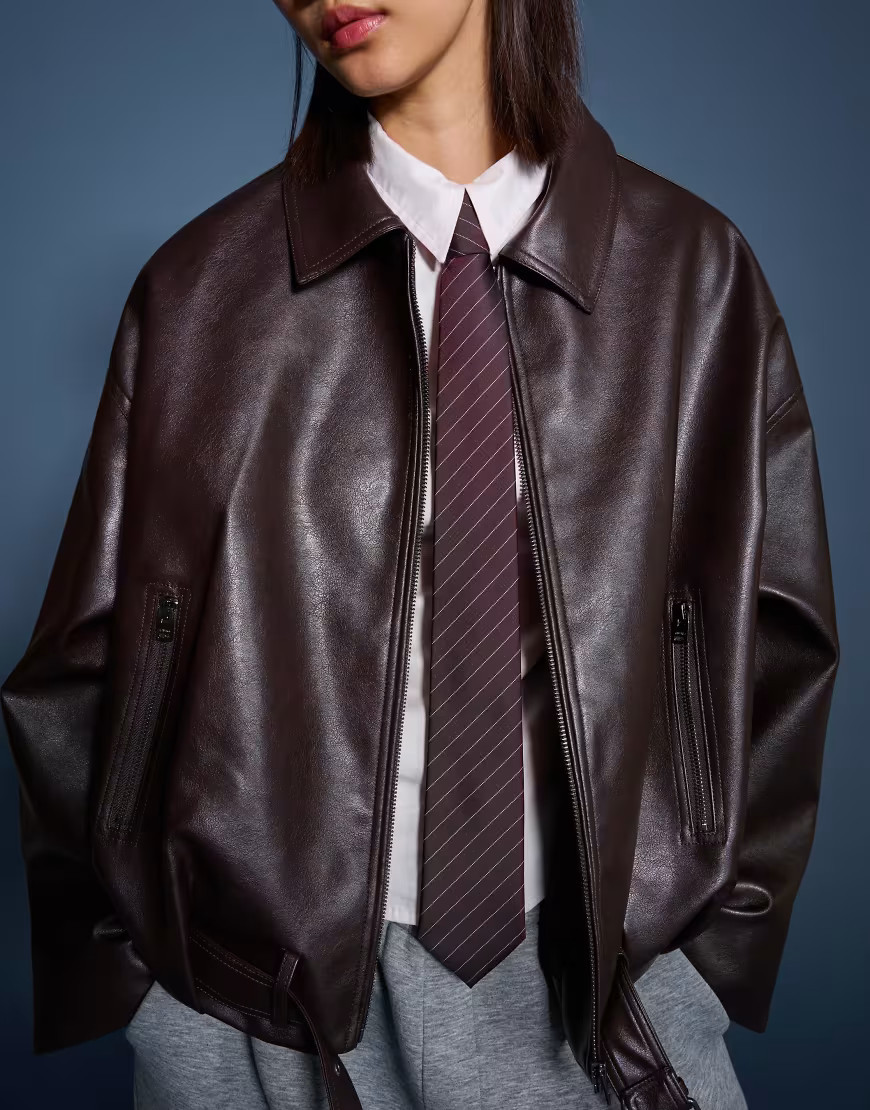 Bershka - Cravatta bordeaux a righe-Rosso | ASOS (Global)