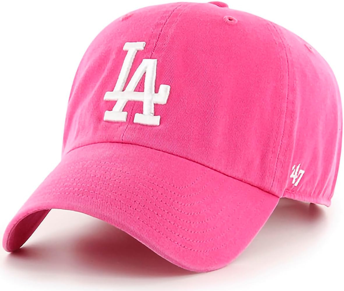 47 Brand MLB Magenta Pink Primary Logo Clean Up Adjustable Strap Baseball Dad Hat Cap, Adult One ... | Amazon (US)