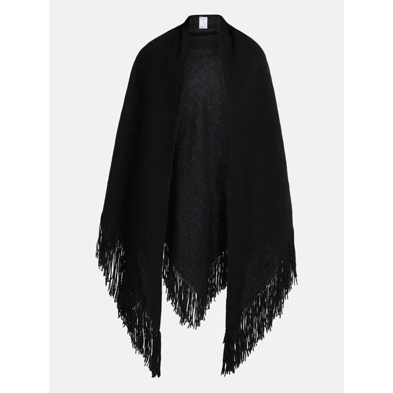 Scenario Women's Fringe Shawl, Black Soot | Walmart (US)